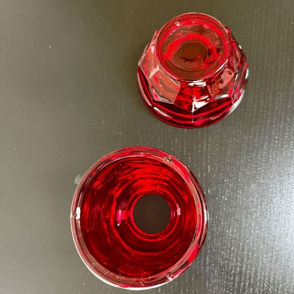 Vintage Viking Glass Ruby Red Georgian Honeycomb 2 Piece Fairy Lamp - Picture 6 of 6